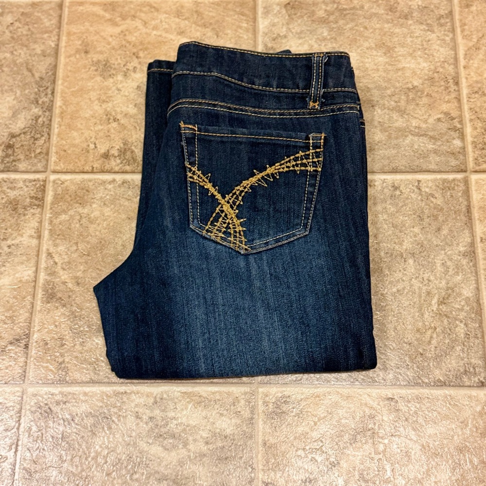 Bongo Womens Dark Wash Denim Capri Jeans Size 9 Contrast Stitch Cropped Pants - Picture 7 of 7